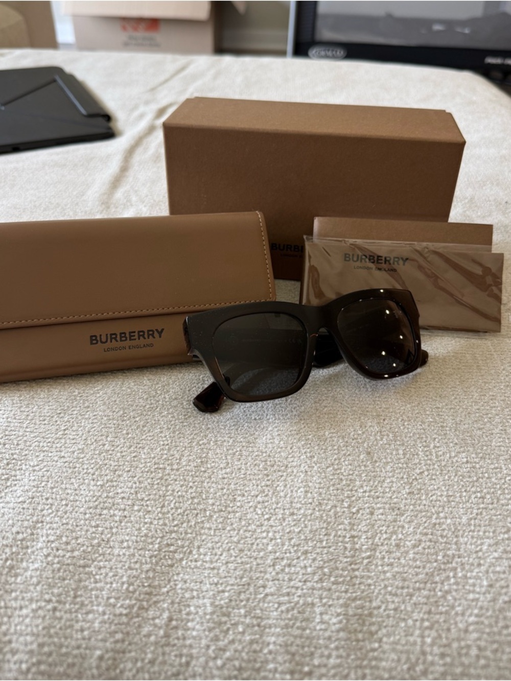 Burberry Brown Square Sunglasses with Dark Grey Lenses - Picture 2 of 8